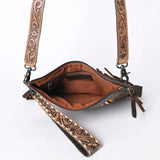 OHLAY KBG246 Cross Body Hand Tooled Upcycled Wool Genuine Leather women bag western handbag purse