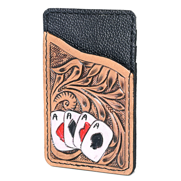 OHLAY KBG247 Card-Holder Hand Tooled Genuine Leather women bag western by Hilason – Cowboy and equestrian accessories