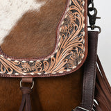 OHLAY MESSENGER Hand Tooled Hair-on Genuine Leather women bag western handbag purse