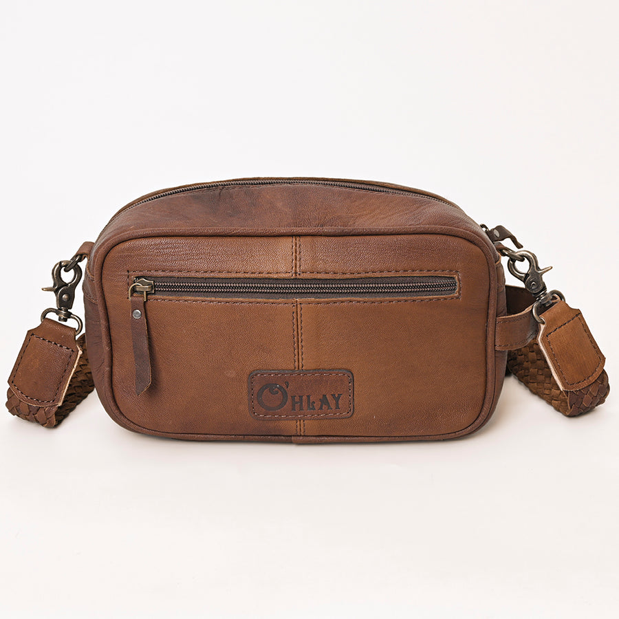 OHLAY Toiletry Hand Tooled Hair-On Genuine Leather Women Bag Western Handbag Purse | Womens Handbags Belt for Summer