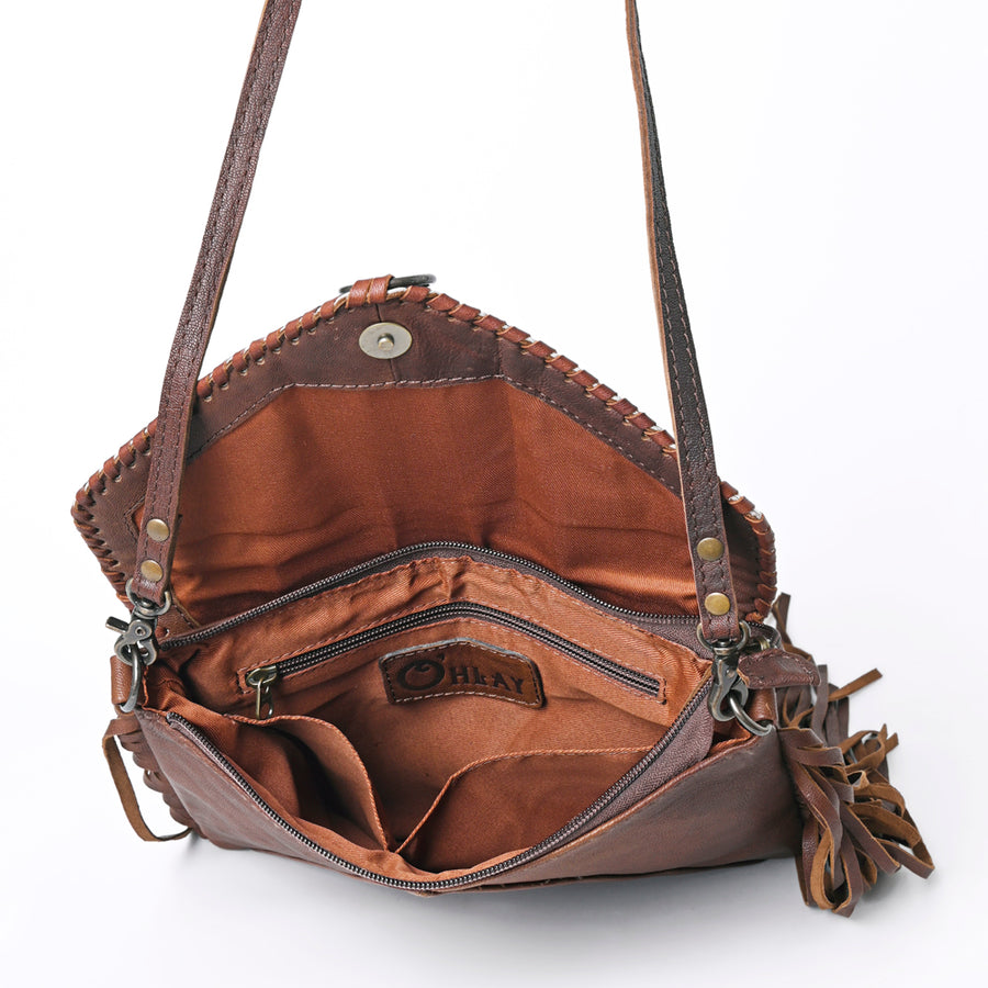 OHLAY Envelope Embossed Hair-On Genuine Leather Women Bag Western Handbag Purse | Womens Handbags Belt for Summer