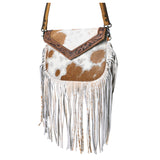 OHLAY KBG253 Cross Body Hand Tooled Hair-On Genuine Leather women bag western handbag purse