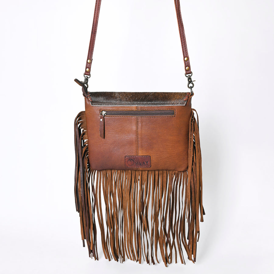 OHLAY Coin Purse Embossed Hair-On Genuine Leather Women Bag Western Handbag | for Cute