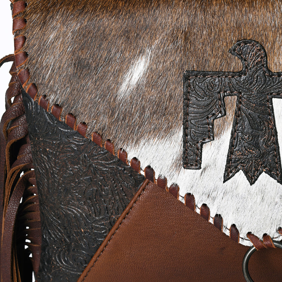 OHLAY Coin Purse Embossed Hair-On Genuine Leather Women Bag Western Handbag | for Cute