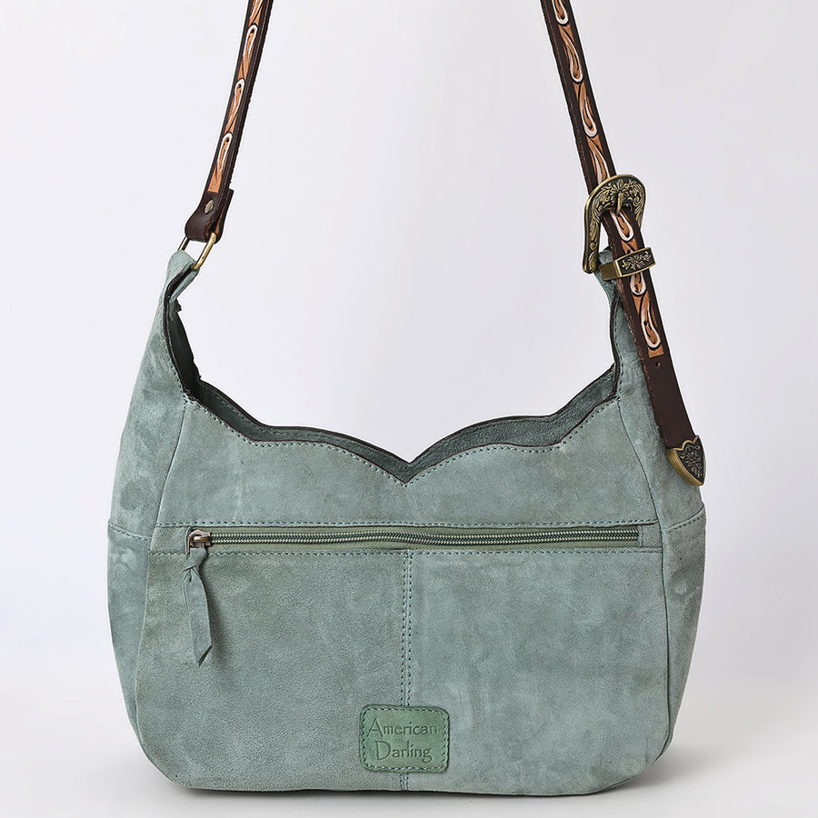 American Darling Fringed Hobo Bag Genuine Leather Hand Tooled Floral Carved Buck Stitched Western Purse YKK Zipper
