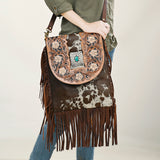 American Darling ADBGA420 Hand Tooled Hair-On Genuine Leather Women Bag Western Handbag Purse