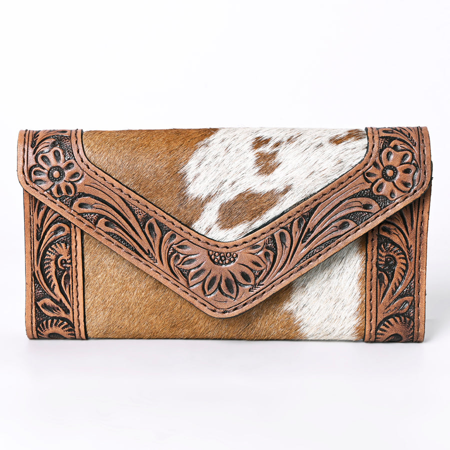OHLAY Coin Purse Hand Tooled Hair-On Genuine Leather Women Bag Western Handbag | for Cute