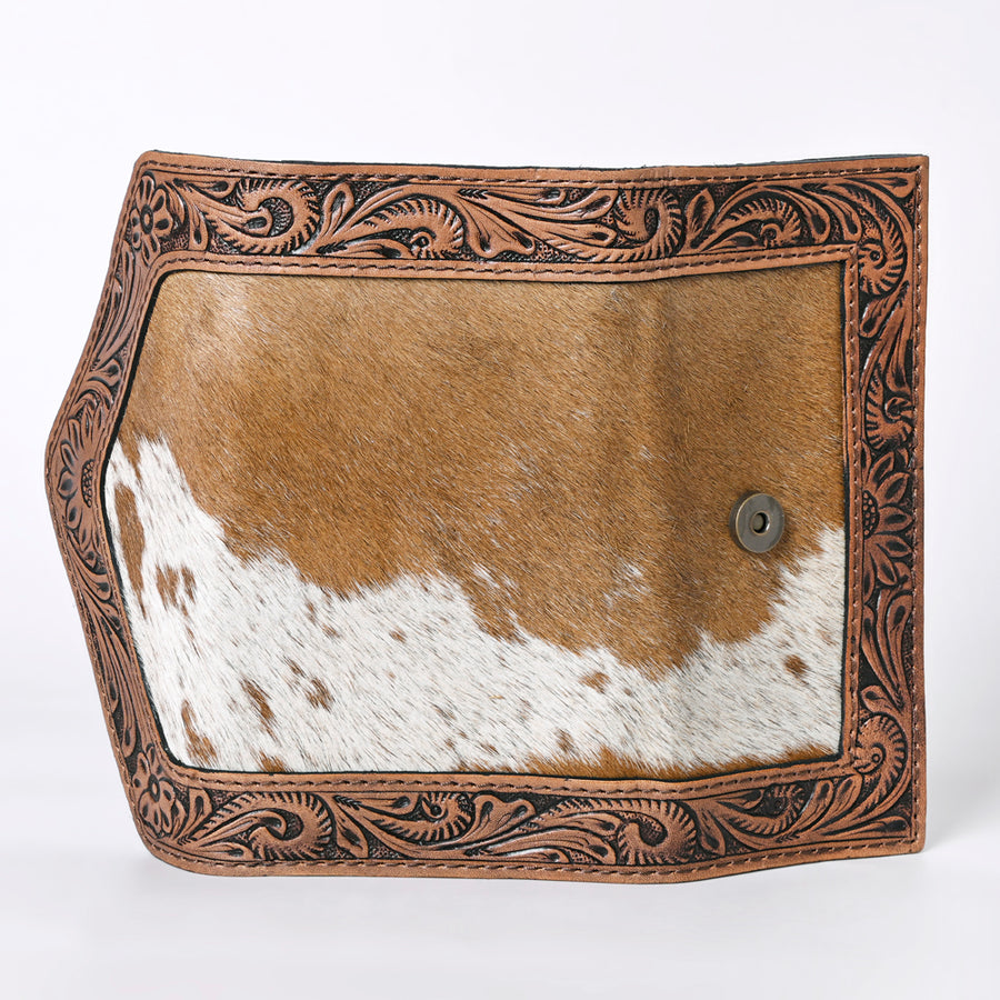 OHLAY Coin Purse Hand Tooled Hair-On Genuine Leather Women Bag Western Handbag | for Cute