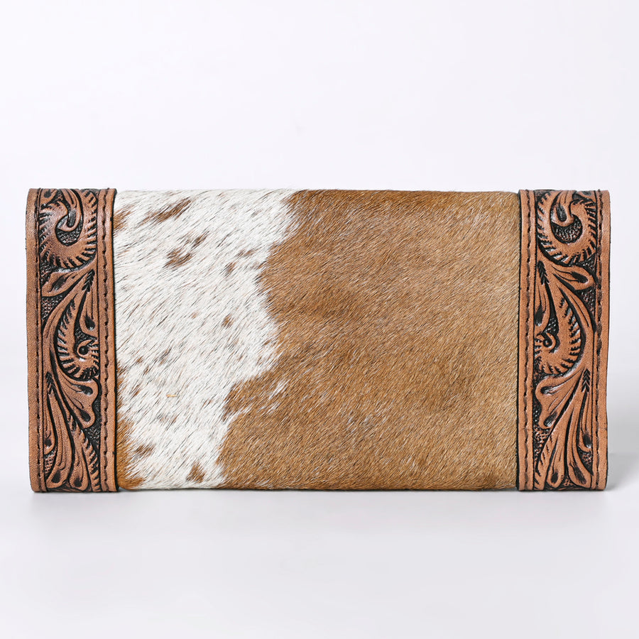 OHLAY Coin Purse Hand Tooled Hair-On Genuine Leather Women Bag Western Handbag | for Cute