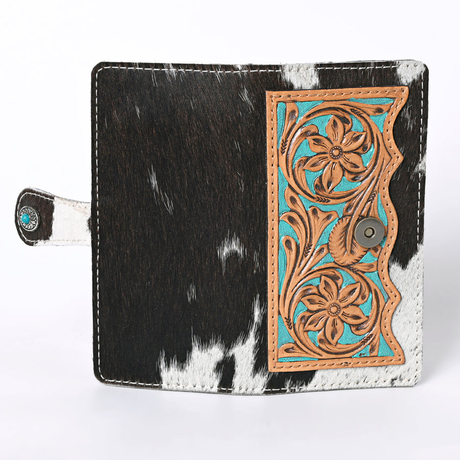 OHLAY Coin Purse Hand Tooled Hair-On Genuine Leather Women Bag Western Handbag | for Cute