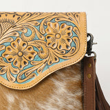 OHLAY KBG259 Cross Body Hand Tooled Hair-On Genuine Leather women bag western handbag purse