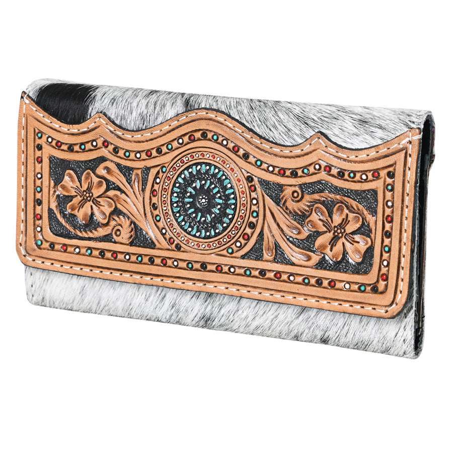 OHLAY KBG265 Coin Purse Hand Tooled Hair-On Genuine Leather women bag by Hilason – Cowboy and equestrian accessories
