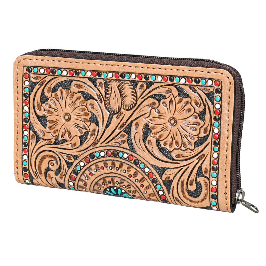 OHLAY KBG267 Coin Purse Hand Tooled Genuine Leather women bag western by Hilason – Cowboy and equestrian accessories