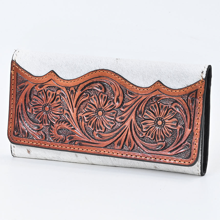 OHLAY WALLET Hand Tooled Hair-on Genuine Leather women bag western handbag purse - Uhorse