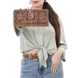 OHLAY Coin Purse Hand Tooled Genuine Leather Western Women Bag | Handbag Wallet Purses for Cute