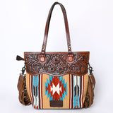 OHLAY KBG271 TOTE Hand Tooled Upcycled Wool Genuine Leather women bag western handbag purse