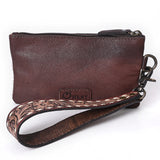 OHLAY WRISTLET Hand Tooled Hair-on Genuine Leather women bag western handbag purse