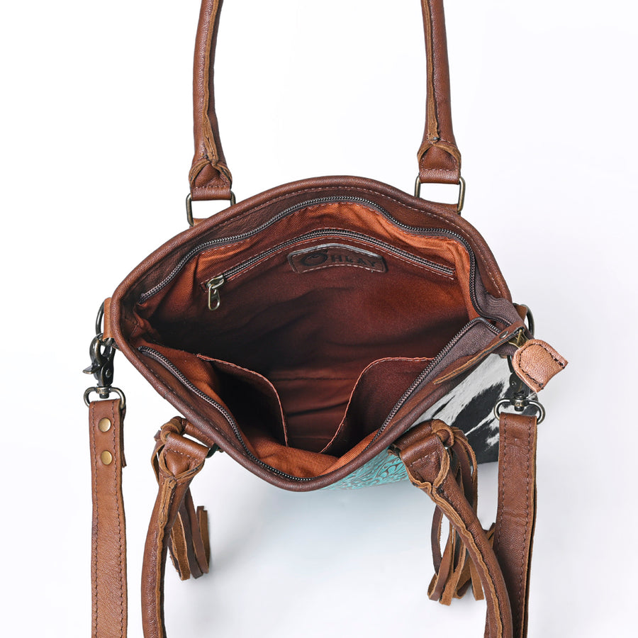 OHLAY KBG278 TOTE Embossed Hair-on Genuine Leather women bag western handbag purse