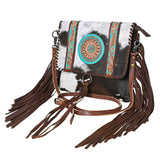 OHLAY KBG280 Cross Body Hand Tooled Hair-On Genuine Leather women bag western handbag purse