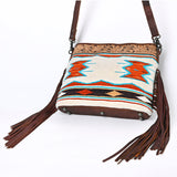 OHLAY KBG283 Cross Body Hand Tooled Upcycled Wool Genuine Leather women bag western handbag purse