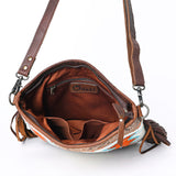 OHLAY KBG283 Cross Body Hand Tooled Upcycled Wool Genuine Leather women bag western handbag purse