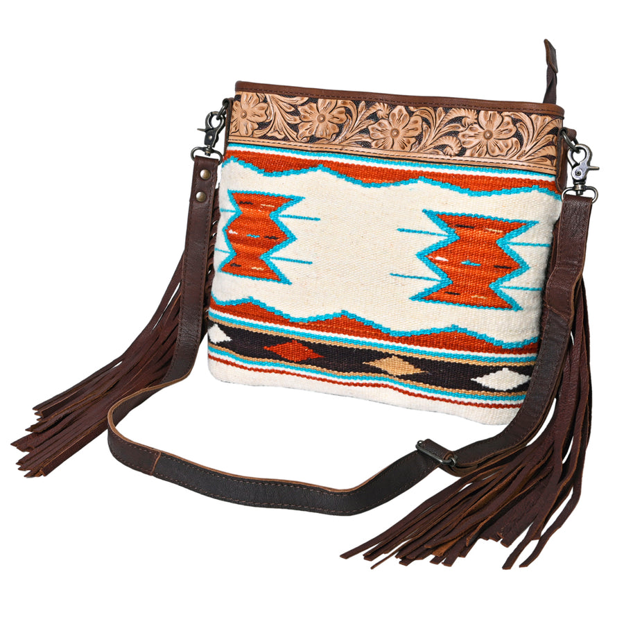 OHLAY KBG283 Cross Body Hand Tooled Upcycled Wool Genuine Leather by Hilason – Cowboy and equestrian accessories