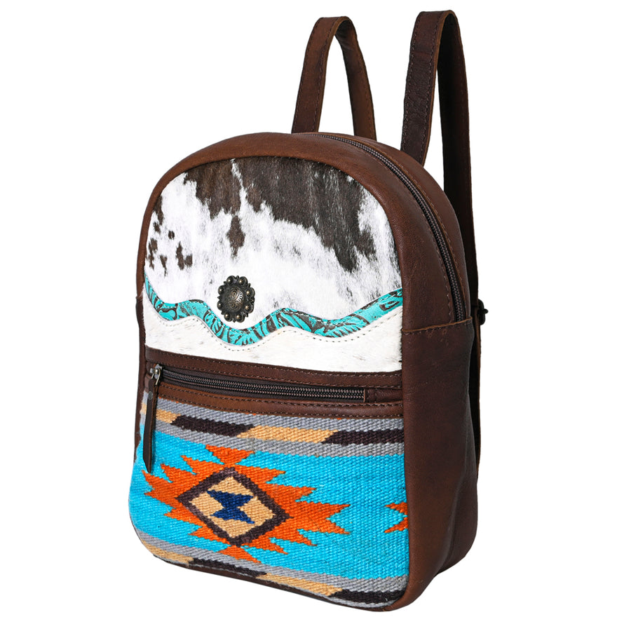 OHLAY SKBG284 Backpack Upcycled Wool Embossed Hair-On Genuine Leather by Hilason – Cowboy and equestrian accessories