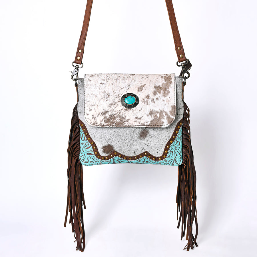OHLAY Cross Body Embossed Hair-On Genuine Leather Women Bag Western Handbag Purse | Canvas for Womens Summer
