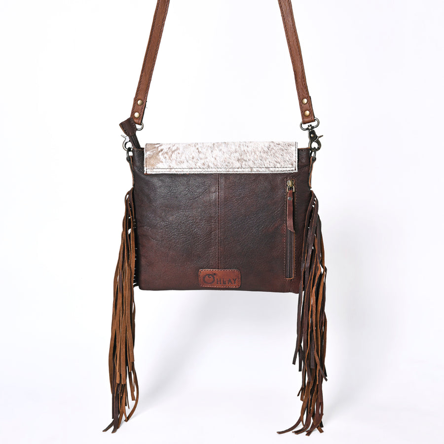 OHLAY Cross Body Embossed Hair-On Genuine Leather Women Bag Western Handbag Purse | Canvas for Womens Summer