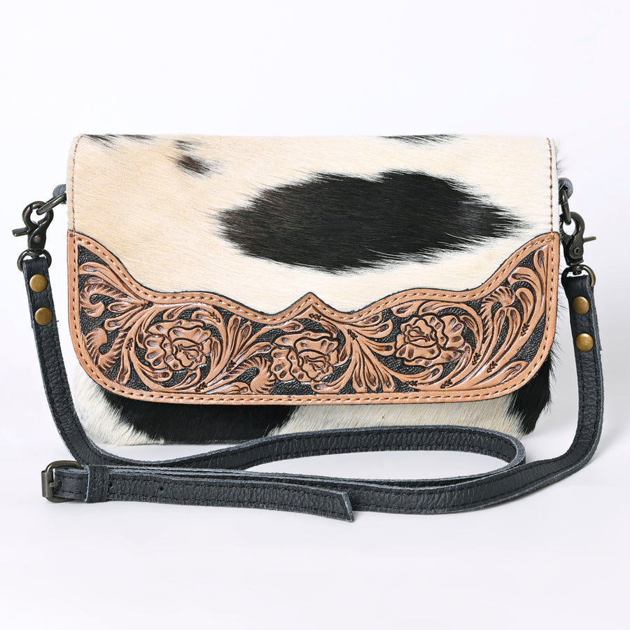 OHLAY Wallet Hand Tooled Hair-On Genuine Leather Women Bag Western Handbag Purse | Womens Handbags |Leather Belt for Summer