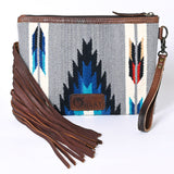 OHLAY WRISTLET Hand Tooled Upcycled Wool  Genuine Leather women bag western handbag purse