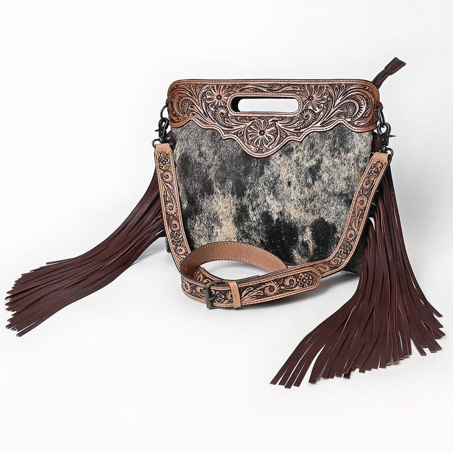 OHLAY KBG299 Clutch Hand Tooled Hair-On Genuine Leather women bag by Hilason – Cowboy and equestrian accessories