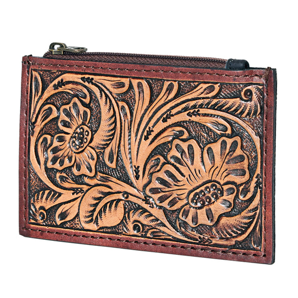 OHLAY KBG300 Coin Purse Hand Tooled Genuine Leather women bag western by Hilason – Cowboy and equestrian accessories