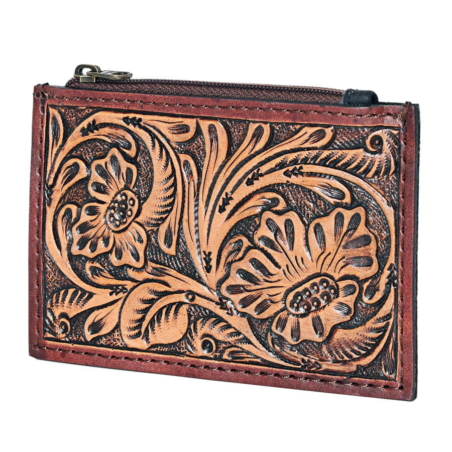 OHLAY KBG300 Coin Purse Hand Tooled Genuine Leather women bag western by Hilason – Cowboy and equestrian accessories