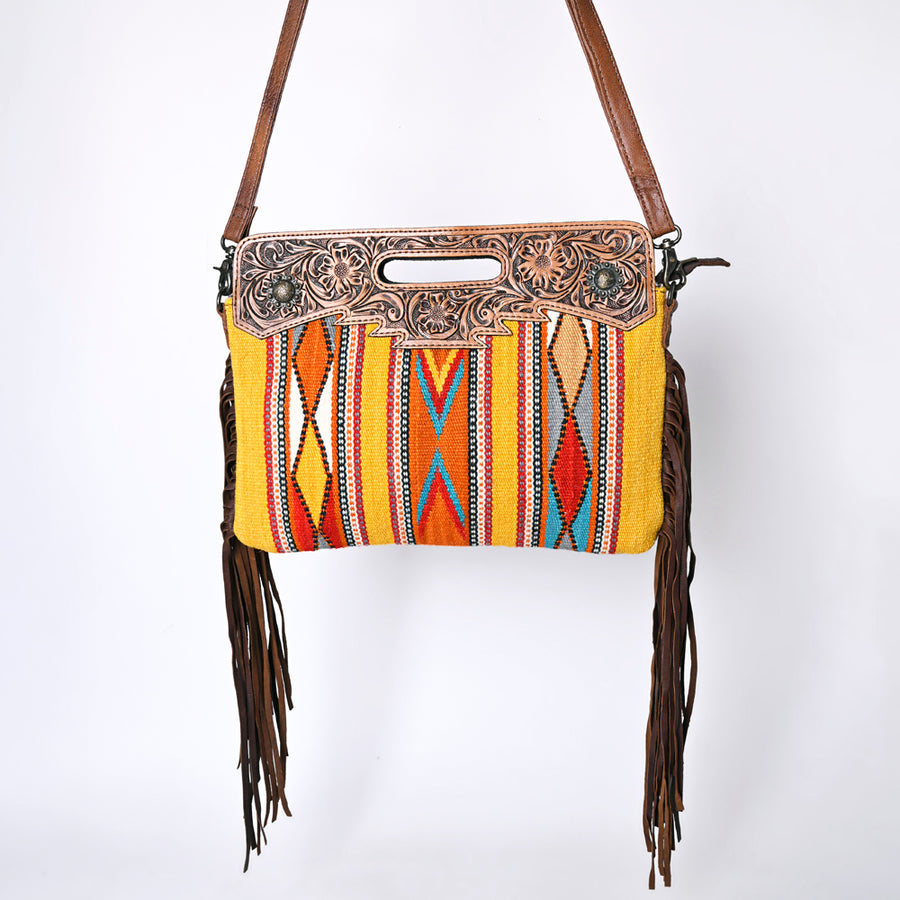 OHLAY Clutch Hand Tooled Upcycled Wool Genuine Leather Women Bag Western Handbag Purse | Purses for Cute Purs