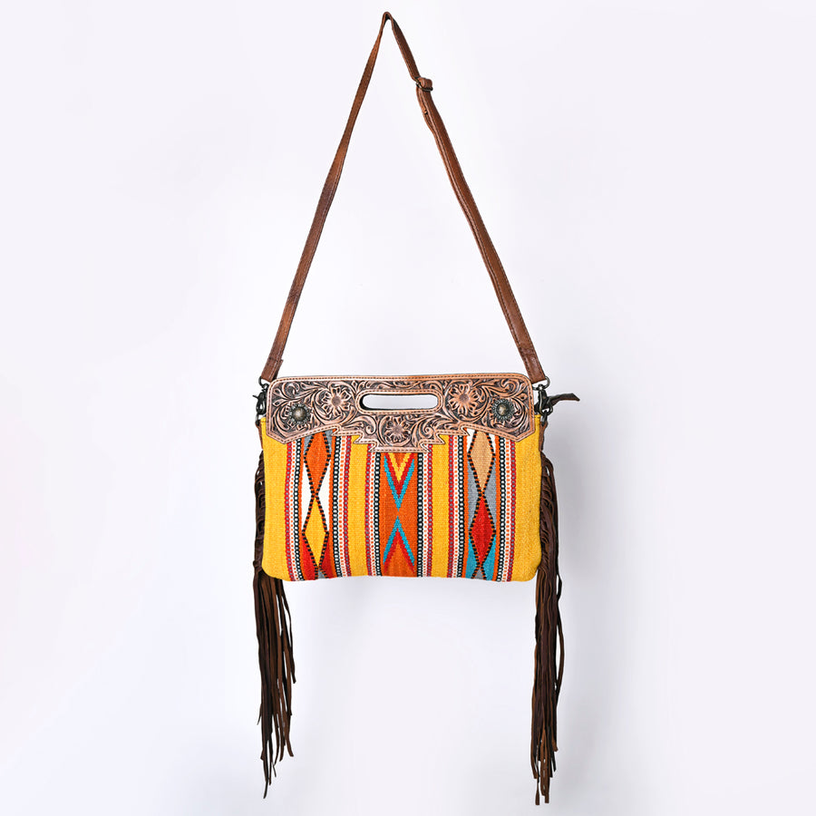 OHLAY Clutch Hand Tooled Upcycled Wool Genuine Leather Women Bag Western Handbag Purse | Purses for Cute Purs