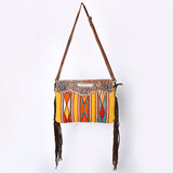 OHLAY KBG302 Clutch Hand Tooled Upcycled Wool Genuine Leather women bag western handbag purse