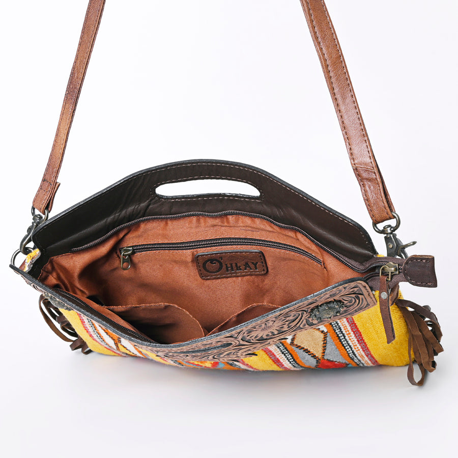 OHLAY Clutch Hand Tooled Upcycled Wool Genuine Leather Women Bag Western Handbag Purse | Purses for Cute Purs