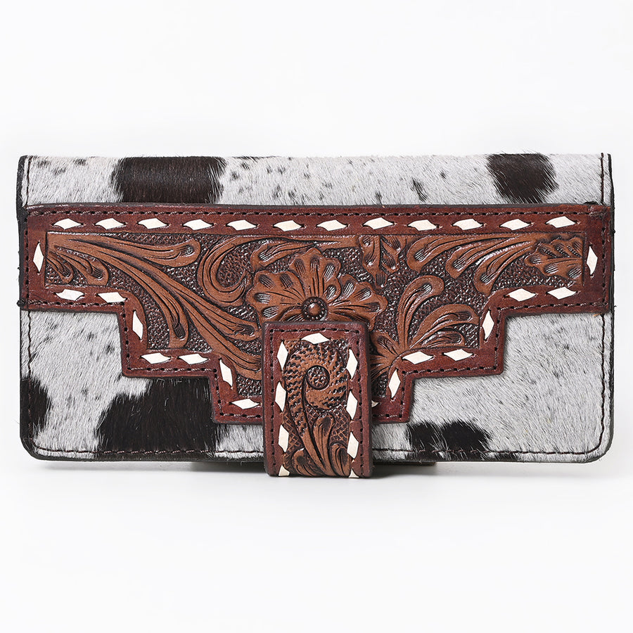 OHLAY Coin Purse Hand Tooled Hair-On Genuine Leather Women Bag Western Handbag | for Cute