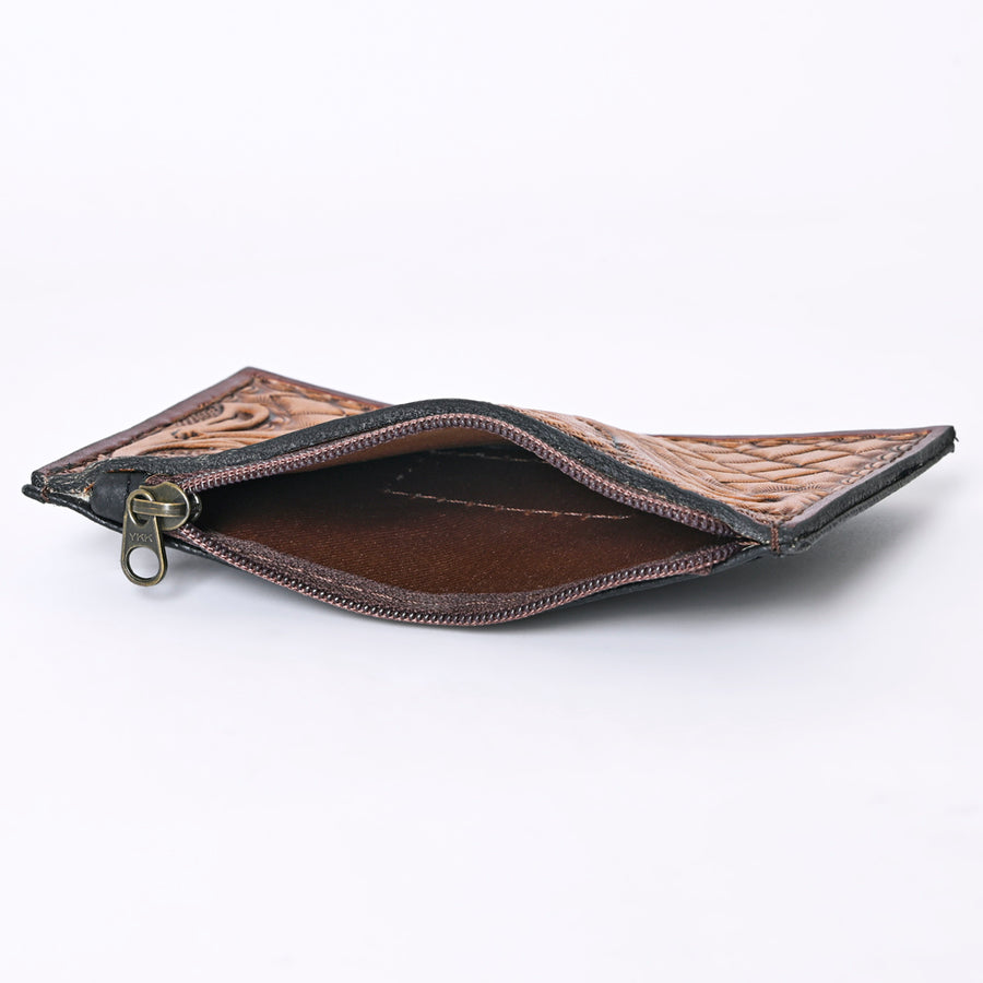 OHLAY Coin Purse Hand Tooled Hair-On Genuine Leather Women Bag Western Handbag | for Cute