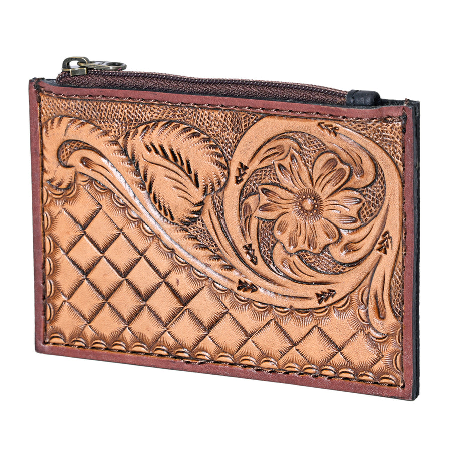 OHLAY KBG309 Coin Purse Hand Tooled Hair-On Genuine Leather women bag by Hilason – Cowboy and equestrian accessories