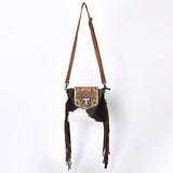 OHLAY KBG313 Cross Body Hand Tooled Hair-On Genuine Leather women bag western handbag purse