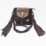 OHLAY KBG313 Cross Body Hand Tooled Hair-On Genuine Leather women bag western handbag purse