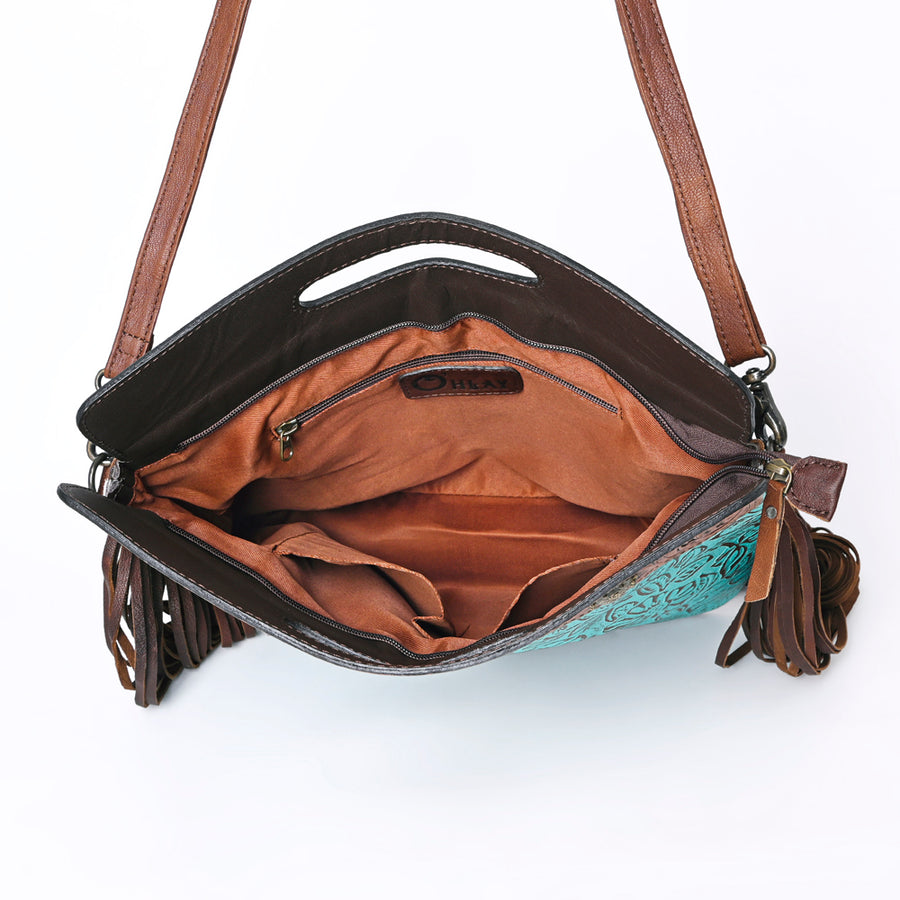 OHLAY Clutch Hand Tooled Embossed Genuine Leather Women Bag Western Handbag Purse | Purses for Cute