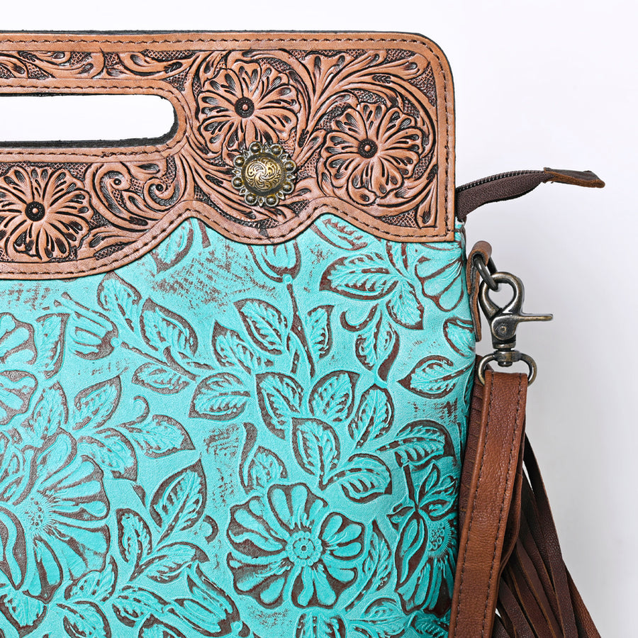 OHLAY Clutch Hand Tooled Embossed Genuine Leather Women Bag Western Handbag Purse | Purses for Cute