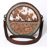 OHLAY KBG315 Canteen Hand Tooled Hair-On Genuine Leather women bag western handbag purse