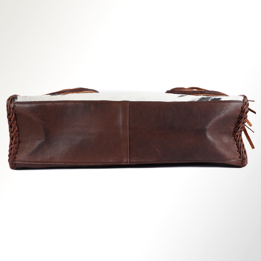 American Darling Tote Bag Western Genuine Leather Handcrafted Bag with Turquoise Stone, Fringes and Braided Edges