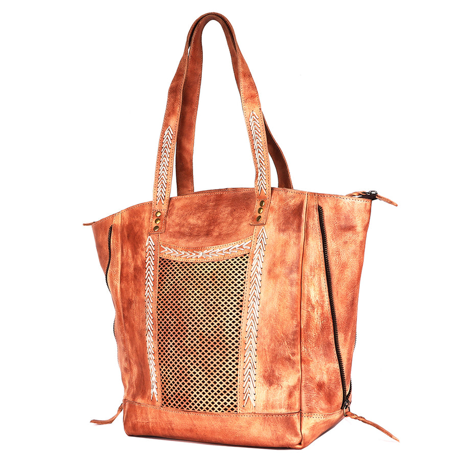 Never Mind Nmbgm135B Tote Vintage Handmade Genuine Cowhide Leather by Hilason – Cowboy and equestrian accessories