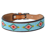 Hilason Western Style Beautiful Hand Crafted In Genuine Leather With Inlaid Bead Work Dog Collar