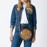 American Darling Canteen Hand Tooled Genuine Leather Women Bag W.